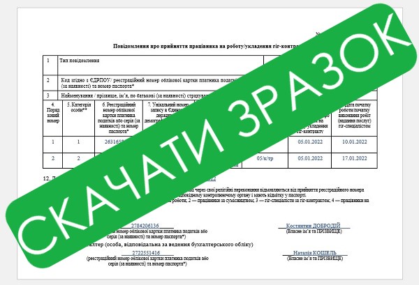 Затвердили нову форму Повідомлення про прийняття працівника на роботу Повідомлення про прийняття на роботу: заповніть за новою формою зі зразком експерта