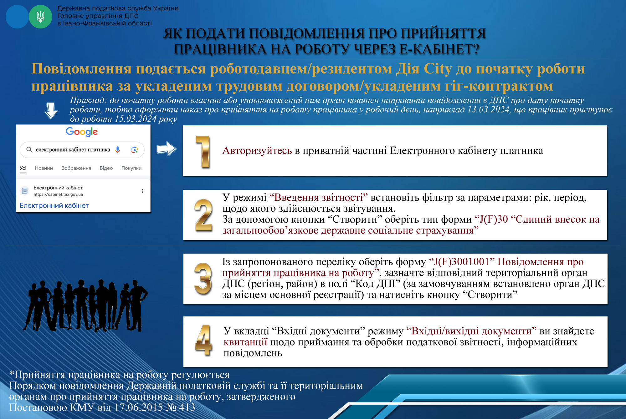 Як створити Повідомлення про прийняття працівника на роботу через Електронний кабінет Як подати повідомлення про прийняття працівника на роботу через Е-кабінет