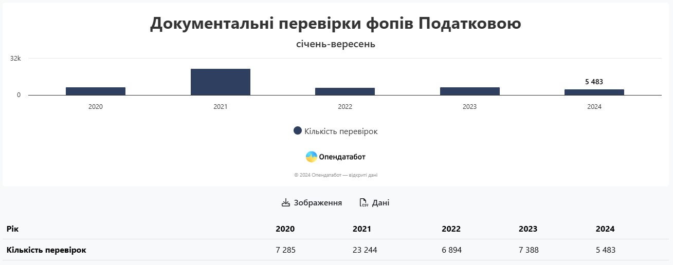 Статистика податкових перевірок ФОП за 9 місяців 2024 року: скільки штрафів нарахувала ДПС