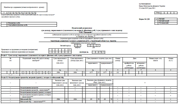 ЗРАЗОК заповнення Форми № 1ДФ ЗРАЗОК заповнення Форми № 1ДФ