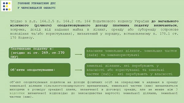 Як оподатковувати доходи, які отримав ФОП від надання в оренду земельних ділянок (паїв)