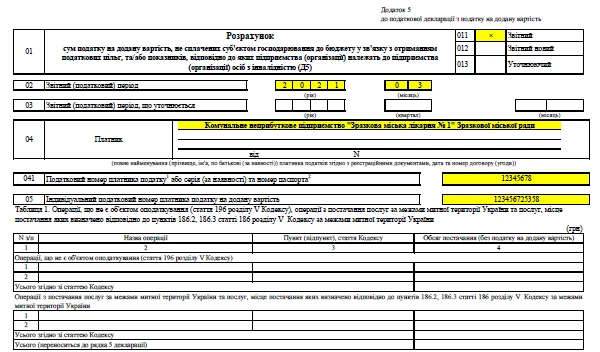Зразок Декларації з ПДВ Зразок заповнення Декларації з ПДВ для КНП