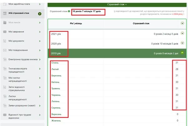 Інформація про страховий стаж для пенсії пенсія онлайн