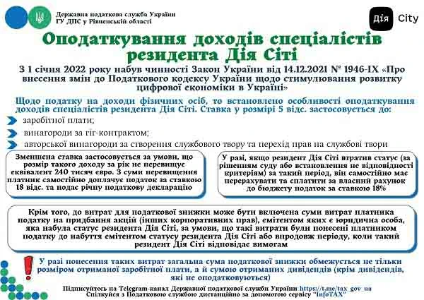 Оподаткування доходів спеціалістів резидента Дія Сіті Оподаткування доходів спеціалістів резидента Дія Сіті