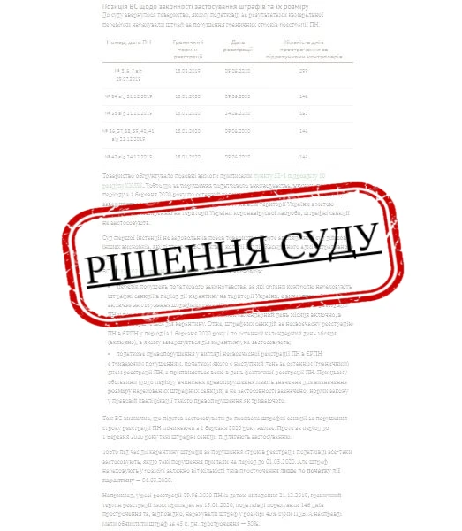 Чи правомірно податківці штрафують під час карантину за несвоєчасну реєстрацію ПН/РК: вердикт Верховного Суду