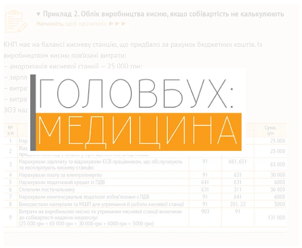 Приклад 2. Облік виробництва кисню, якщо собівартість не калькулюють Приклад 2. Облік виробництва кисню, якщо собівартість не калькулюють