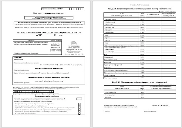 Бланк форми № 37-сг місячна Бланк форми № 37-сг місячна