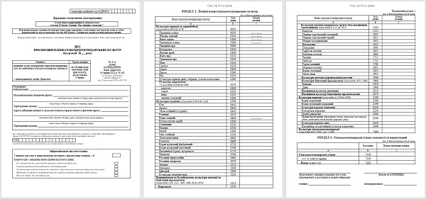 Звіт про посівні площі за формою № 4-сг (річна)
