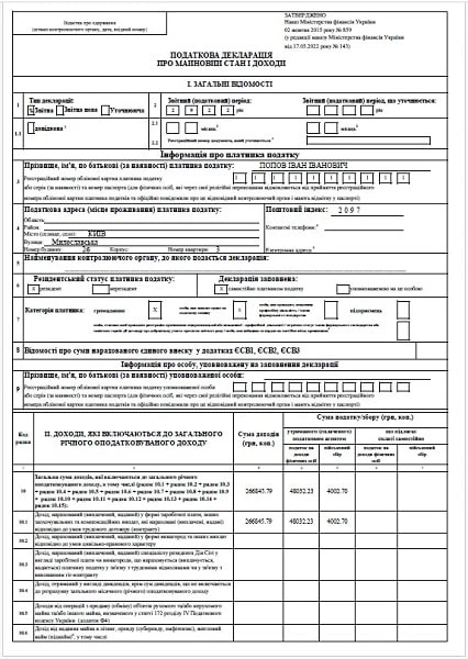 Приклад Декларації про доходи з заповненим додатком Ф3 Приклад Декларації про доходи з заповненим додатком Ф3