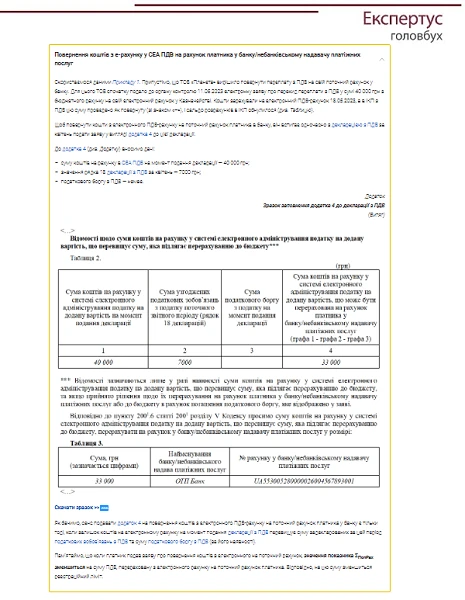Приклад. Повернення коштів з е-рахунку у СЕА ПДВ на рахунок платника Приклад. Повернення коштів з е-рахунку у СЕА ПДВ на рахунок платника