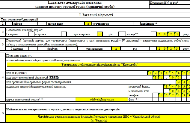 Виправлення помилок у декларації юрособи 3 групи
