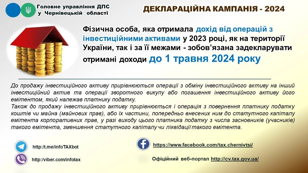 Особливості декларування доходів від операцій з інвестиційними активами