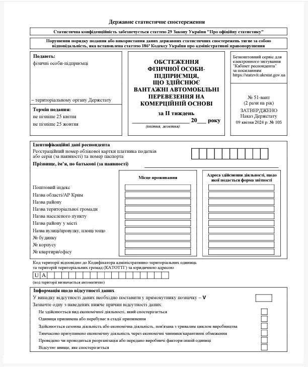 Звіт 51-вант: БЛАНК 2025