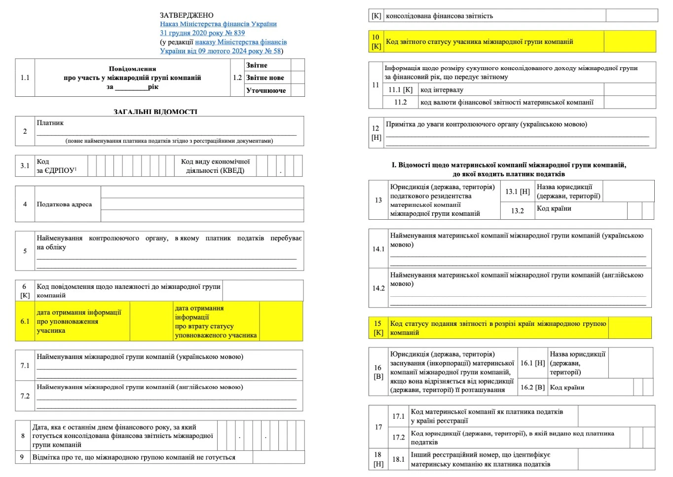 Повідомлення про участь у міжнародній групі компаній Повідомлення про участь у міжнародній групі компаній