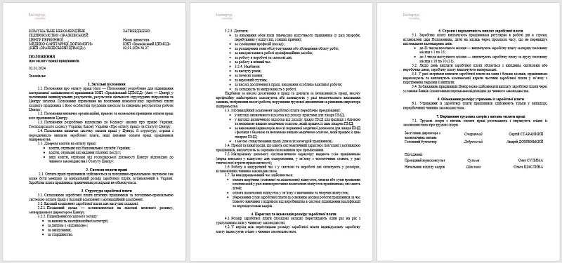 Положення про оплату праці ЗРАЗОК