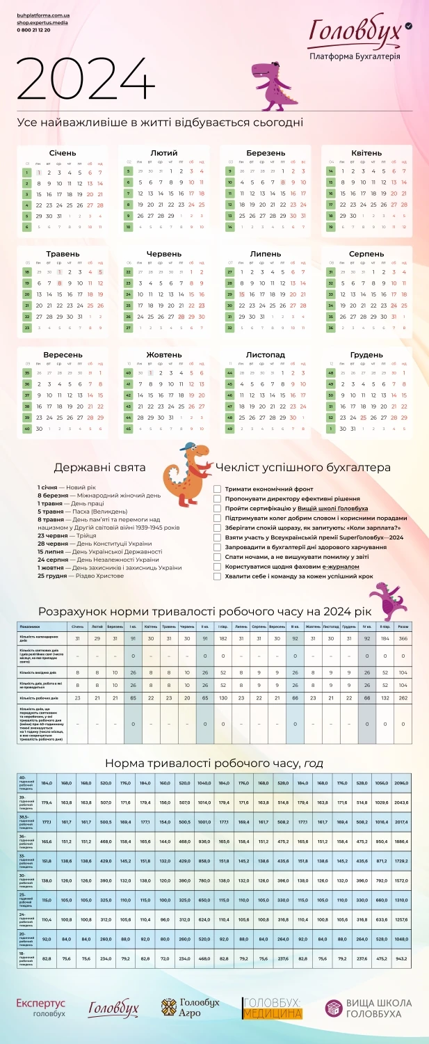 календар бухгалтера на 2024 рік