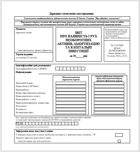 Форма 2-ОЗ ІНВ річна