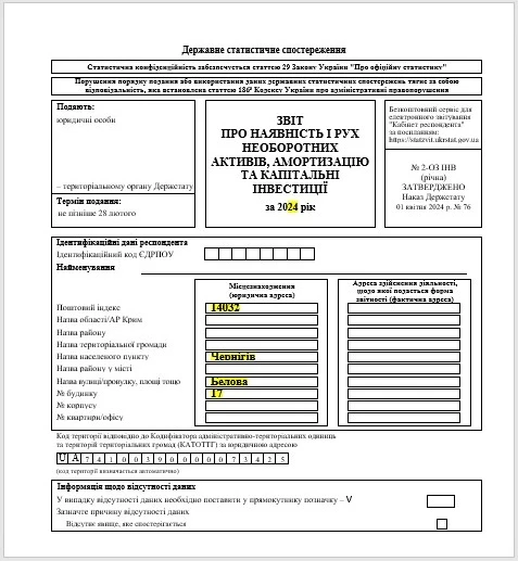 Форма 2-ОЗ ІНВ річна