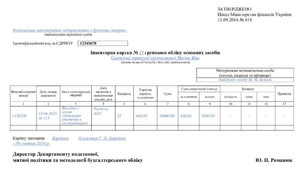 Інвентарна картка групового обліку